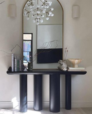 Bomen 66" Asymmetrical Black Oak Wood Console Table - image 19 of 21