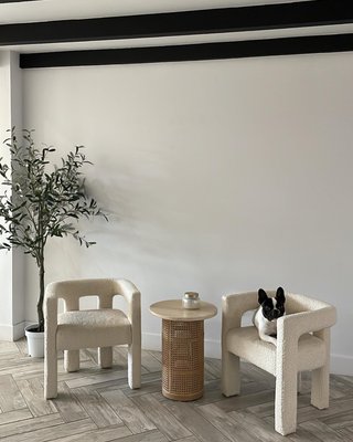 Vernet Travertine Cane Round End Table - image 15 of 16