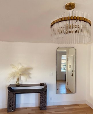 Dada 54" Rectangular Oak Wood and Tempered Glass Console Table with Shelf - image 8 of 9