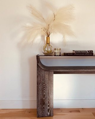 Dada 54" Rectangular Oak Wood and Tempered Glass Console Table with Shelf - image 7 of 9