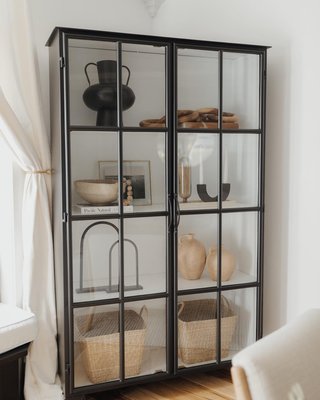 Kedzie 54" Black and White Iron and Glass Storage Display Cabinet - image 15 of 16