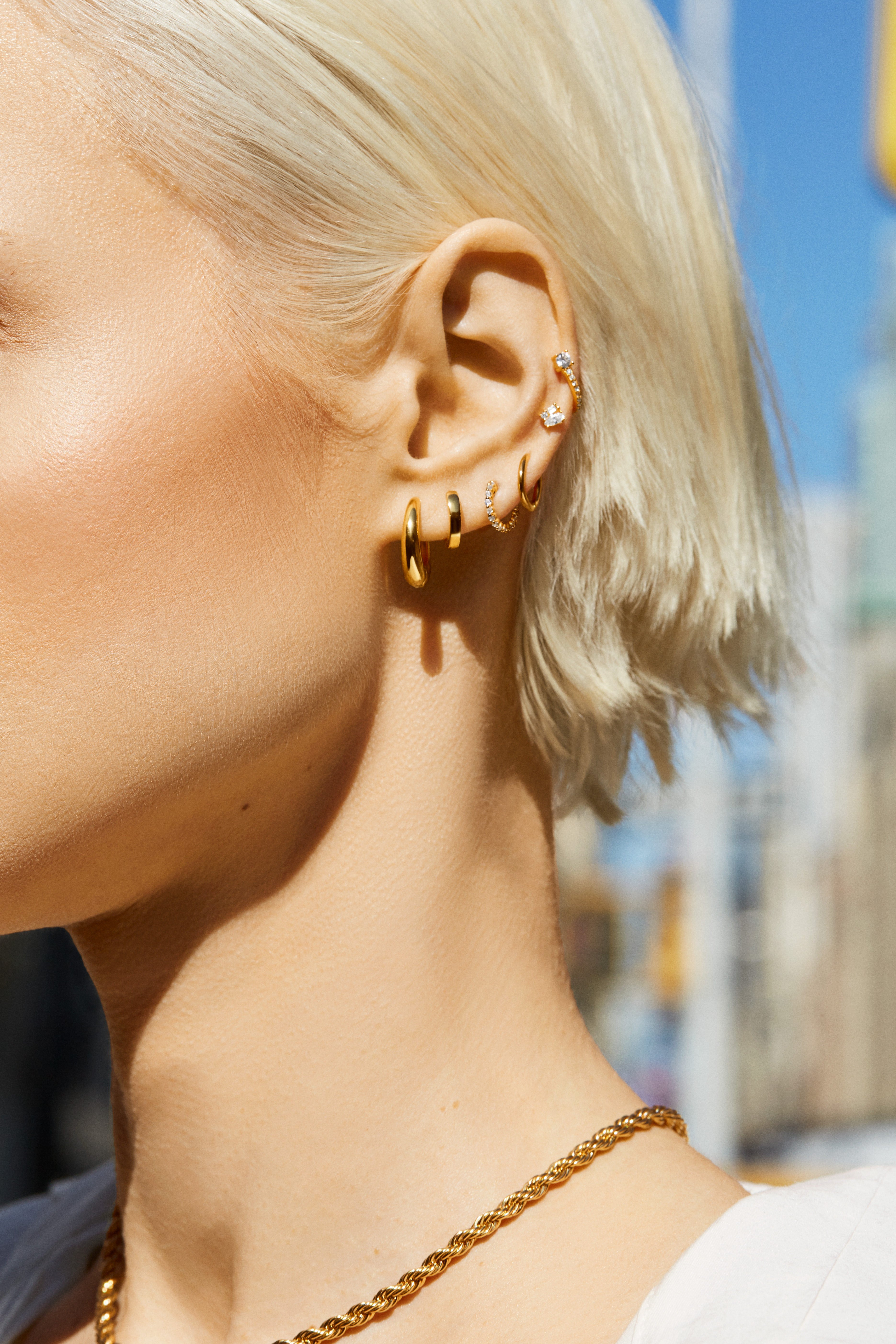 新作!! 可愛い♪ ◆Baublebar◆ ルナ18Kゴールド・ピアスセット Luna 18K Gold Earring Set - Gold/Pavé – Set of four 18K gold