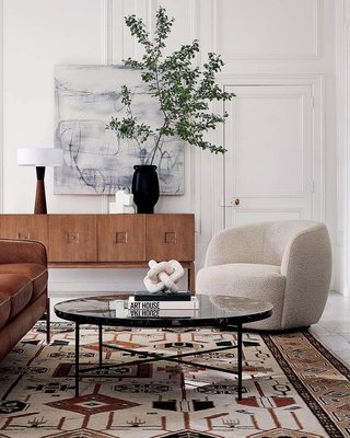 Smart 33" Round Marble Brass Coffee Table - image 9 of 12