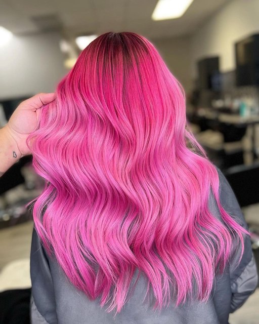 Electric glow in the dark purple pink ombre dyed hair color @vpfashion