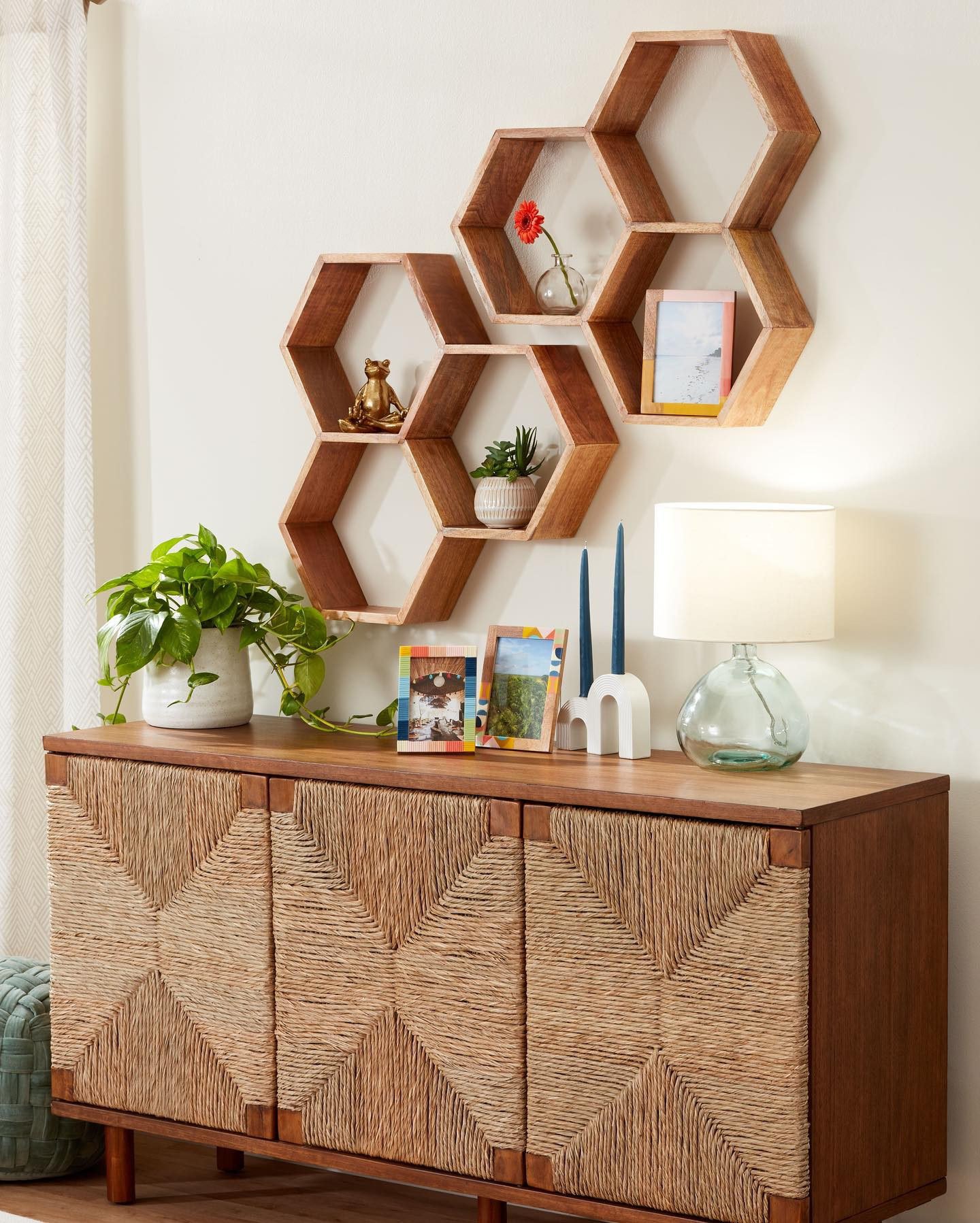 Honeycomb wood shelf discount