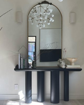 Bomen 66" Asymmetrical Black Oak Wood Console Table - image 20 of 21