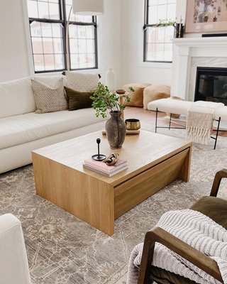 Vander Rectangular Natural White Oak Wood Storage Coffee Table - image 10 of 13