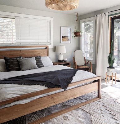 Linea Natural Teak Wood Queen Bed - image 12 of 13