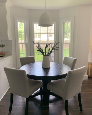 Lowe Pewter Grey Upholstered Dining Chair with Ebony Wood Legs - image 10 of 12