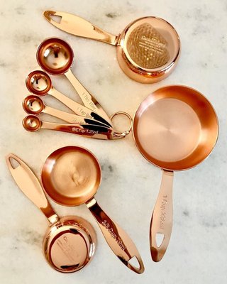 Copper Measuring Spoons - Set of 7 Includes Leveler - Premium