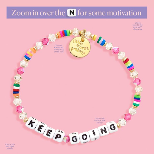 Little Words Project Keep Going Breast Cancer Beaded Bracelet