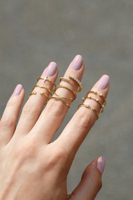 Nicole 18K Gold Ring - Clear/Gold