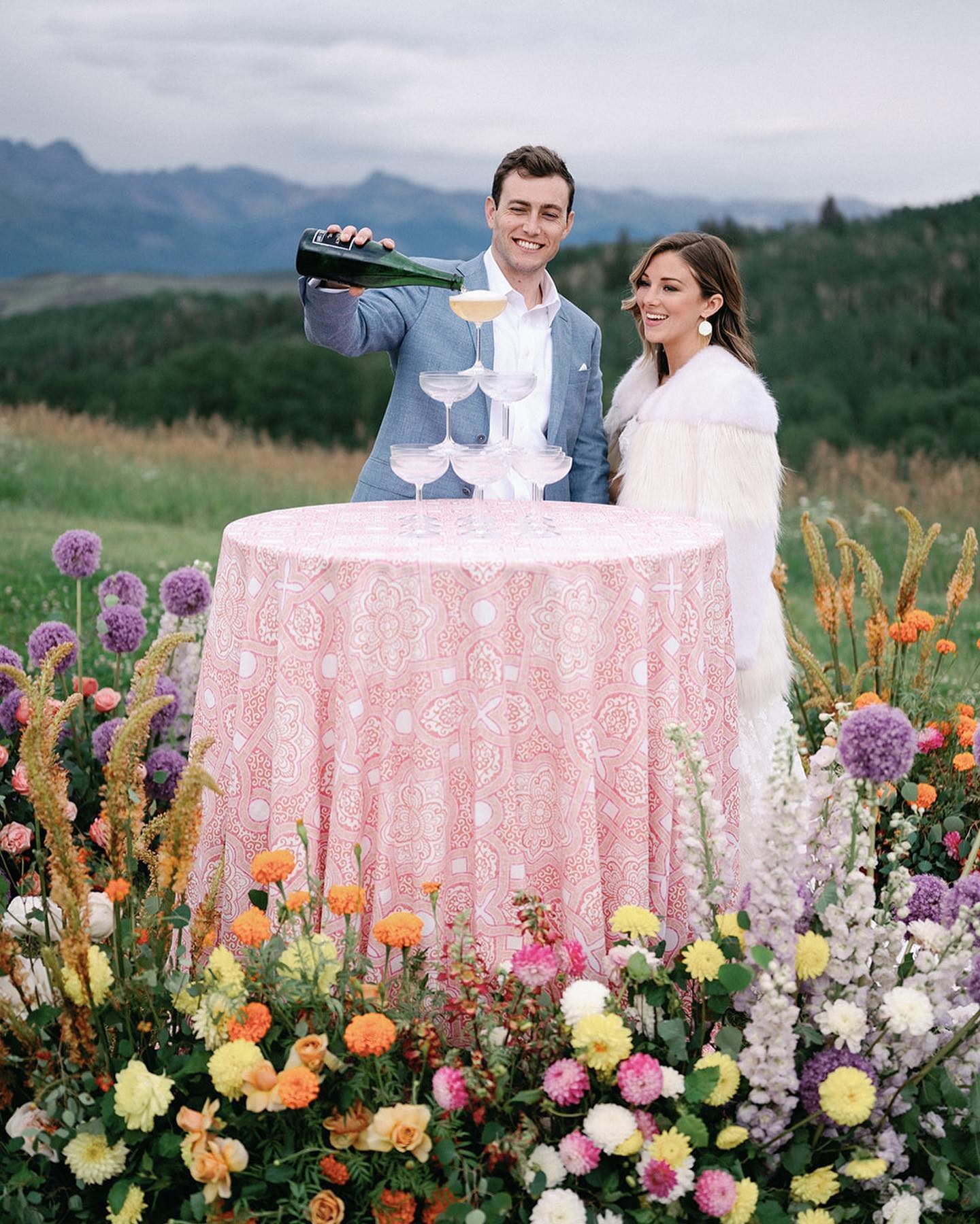 Mosaic Tile Pink Table Linen - Linen Rentals | Wedding Table Linen