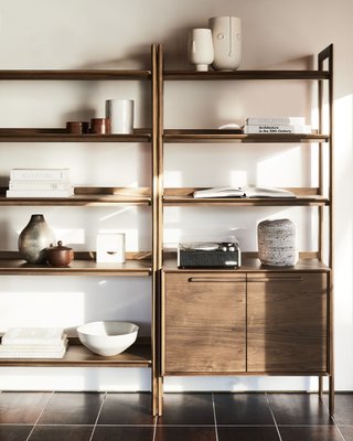 Tate 36" Walnut Wood 3-Shelf Storage Bookcase Cabinet - image 12 of 14