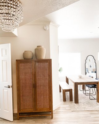 Blake 37" Light Brown Teak and Rattan 2-Door Storage Cabinet - image 11 of 14