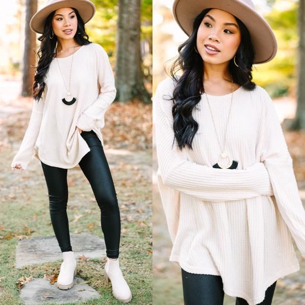 My Type Natural White Waffle Knit Tunic – Shop the Mint