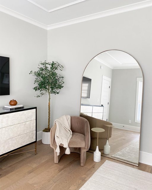 Edge Walnut Arch Rectangle Floor Mirror 32"x76"