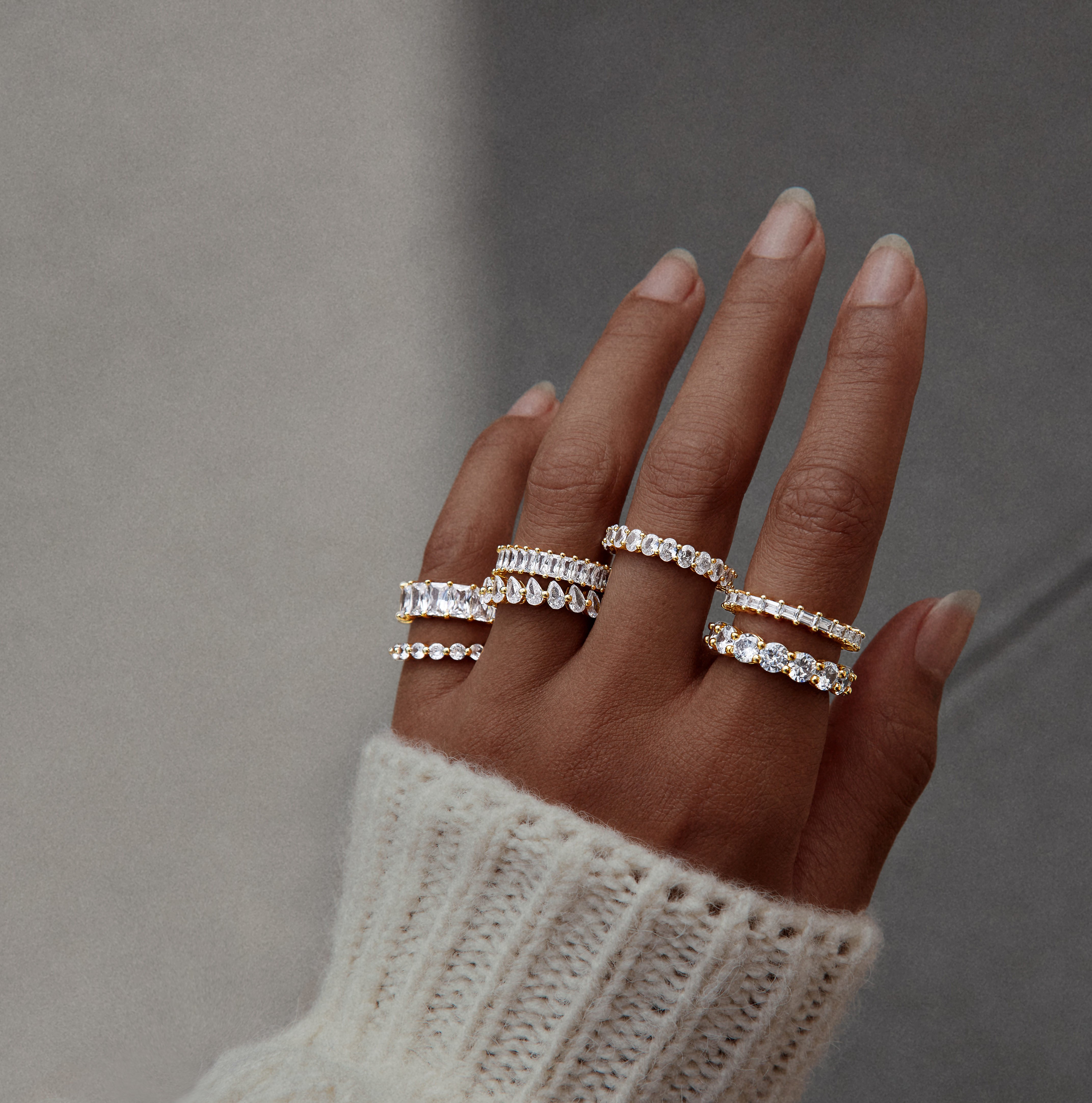 フランス発送 ALIITA リング DOBLE BAGUETTE OVAL RING Mini Alidia Cubic Zirconia Ring - Alidia Baguette – Baguette