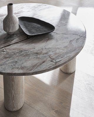 Homage Marble and White Oak Wood 60" Oval Coffee Table - image 10 of 12