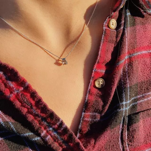 Silver Floating Solitaire Morganite Pendant
