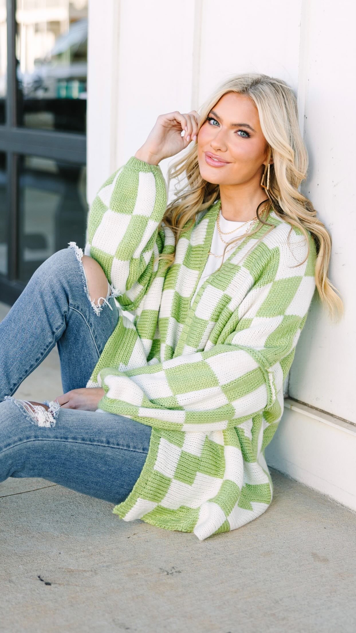 That's Life Sage Green Checkered Cardigan – Shop the Mint