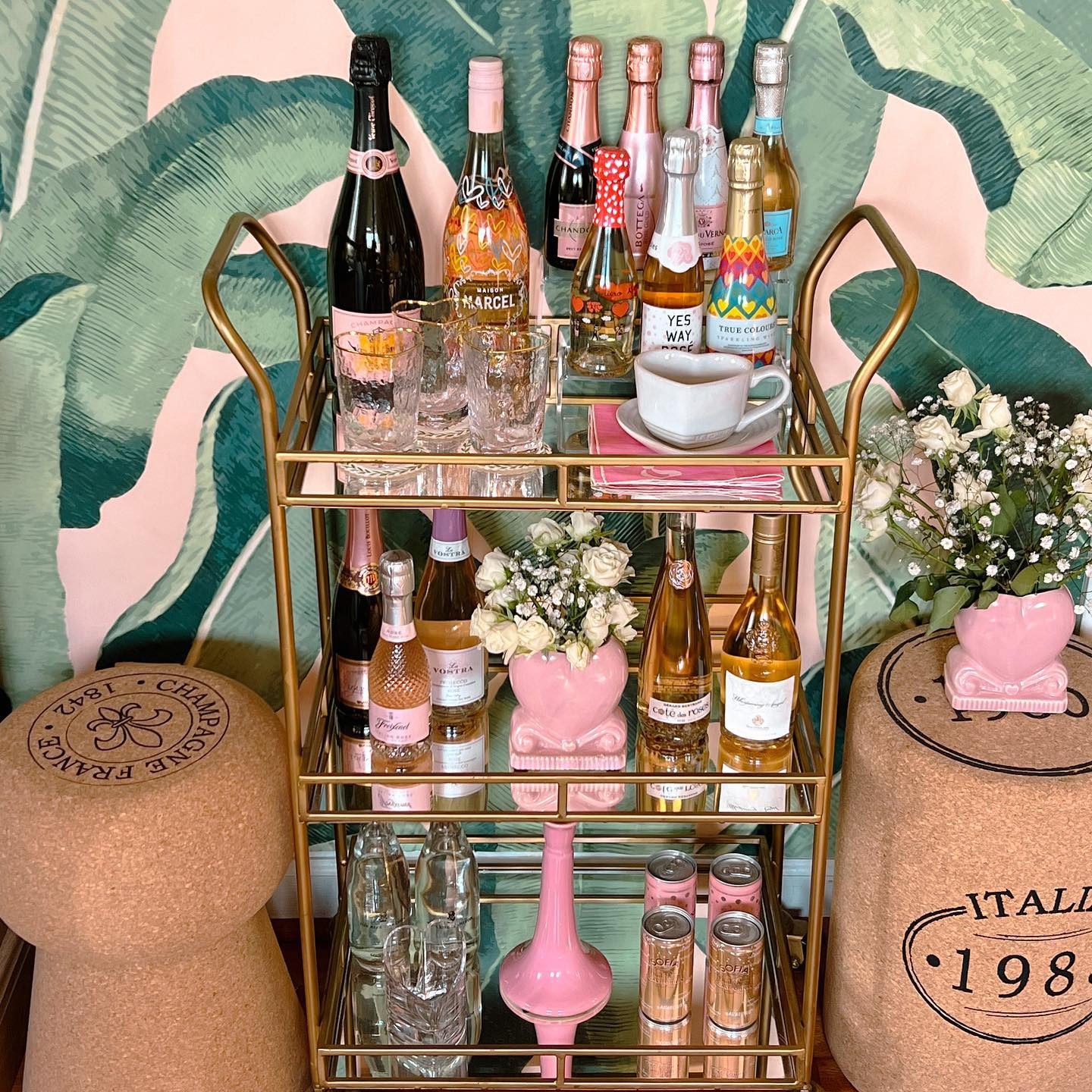 Cole Antique Brass and Mirror 3 Tier Bar Cart - World Market