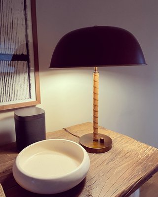 Dalton Brown Suede and Metal Dome Table Lamp by Jake Arnold 19.7" - image 14 of 15