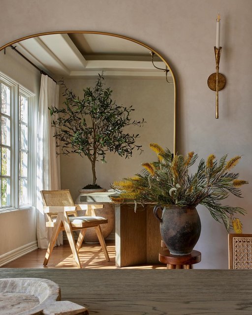 Edge Walnut Arch Rectangle Floor Mirror 32"x76"