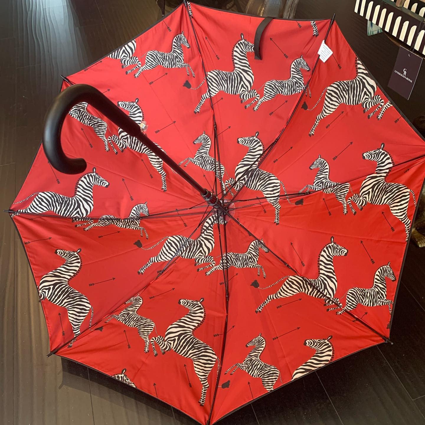 Scalamandre Zebras Umbrella Black Outside Zebras Inside All