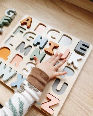 Janod Sweet Cocoon Alphabet Wooden Baby Puzzle and Chalkboard - image 4 of 5
