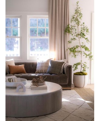 Troupe Marble and Oak Ribbed 56" Round Coffee Table - image 10 of 11