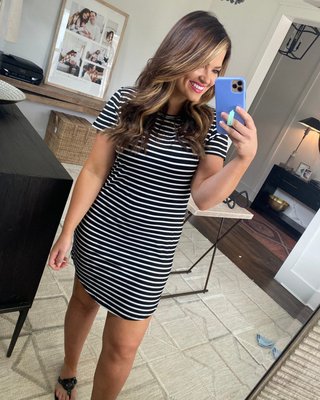 Comfy Black Striped T-shirt Dress - Casual House Dresses for Women  Shop  the Mint