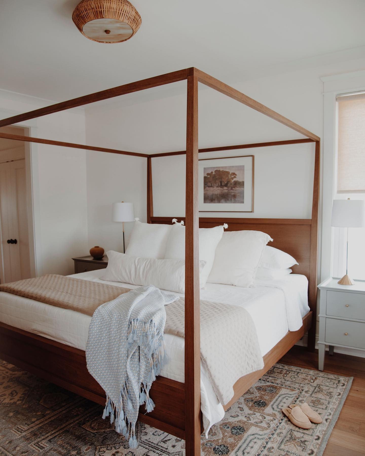 Keane Weathered Natural Wood and Leather Queen Bed + Reviews
