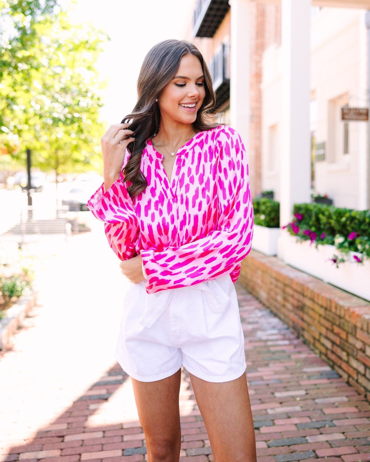 As Soon As Possible Hot Pink Spotted Blouse – Shop the Mint