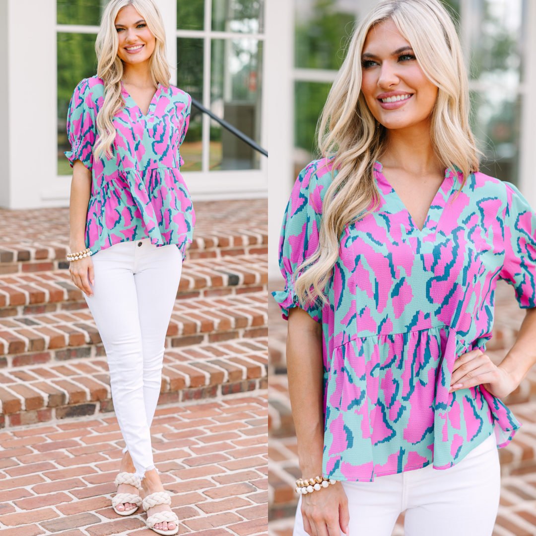 特価 Purple & Emerald Light The See I Leopard Mint the Shop – Blouse シャツ/ブラウス(半袖/袖なし)