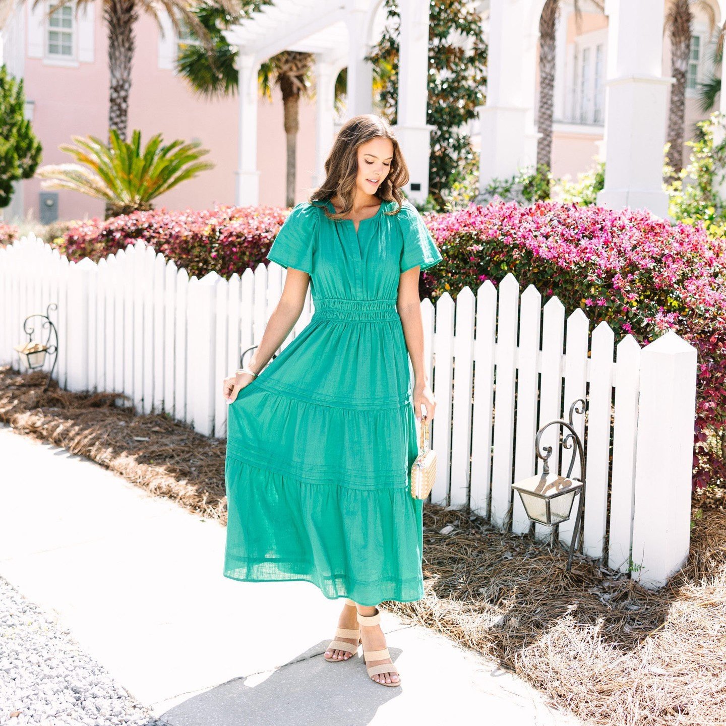 It's In The Air Jade Green Tiered Midi Dress – Shop the Mint