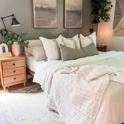 Aire Natural EUROPEAN FLAX -Certified Linen Burnt Green Reversible Grid ...