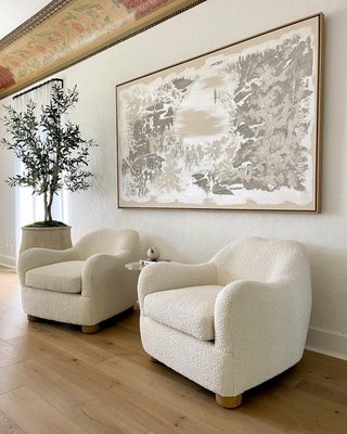 Bacio Cream Boucle Lounge Chair with Bleached Oak Legs - image 11 of 13