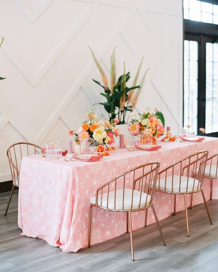 Mosaic Tile Pink Table Linen Linen Rentals Wedding Table Linen Runners Chair Covers BBJ