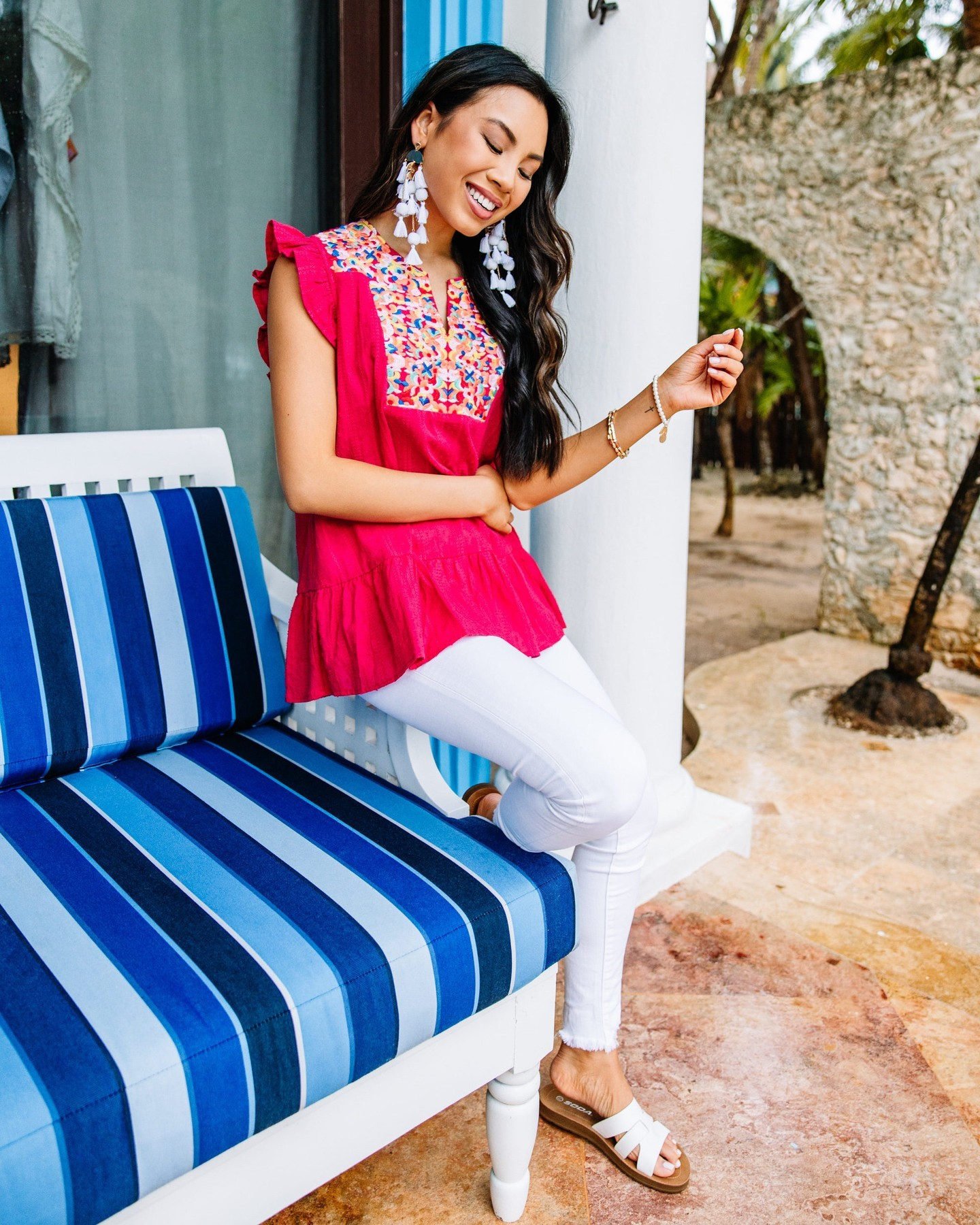 Be Seen Fuchsia Pink Embroidered Blouse – Shop the Mint