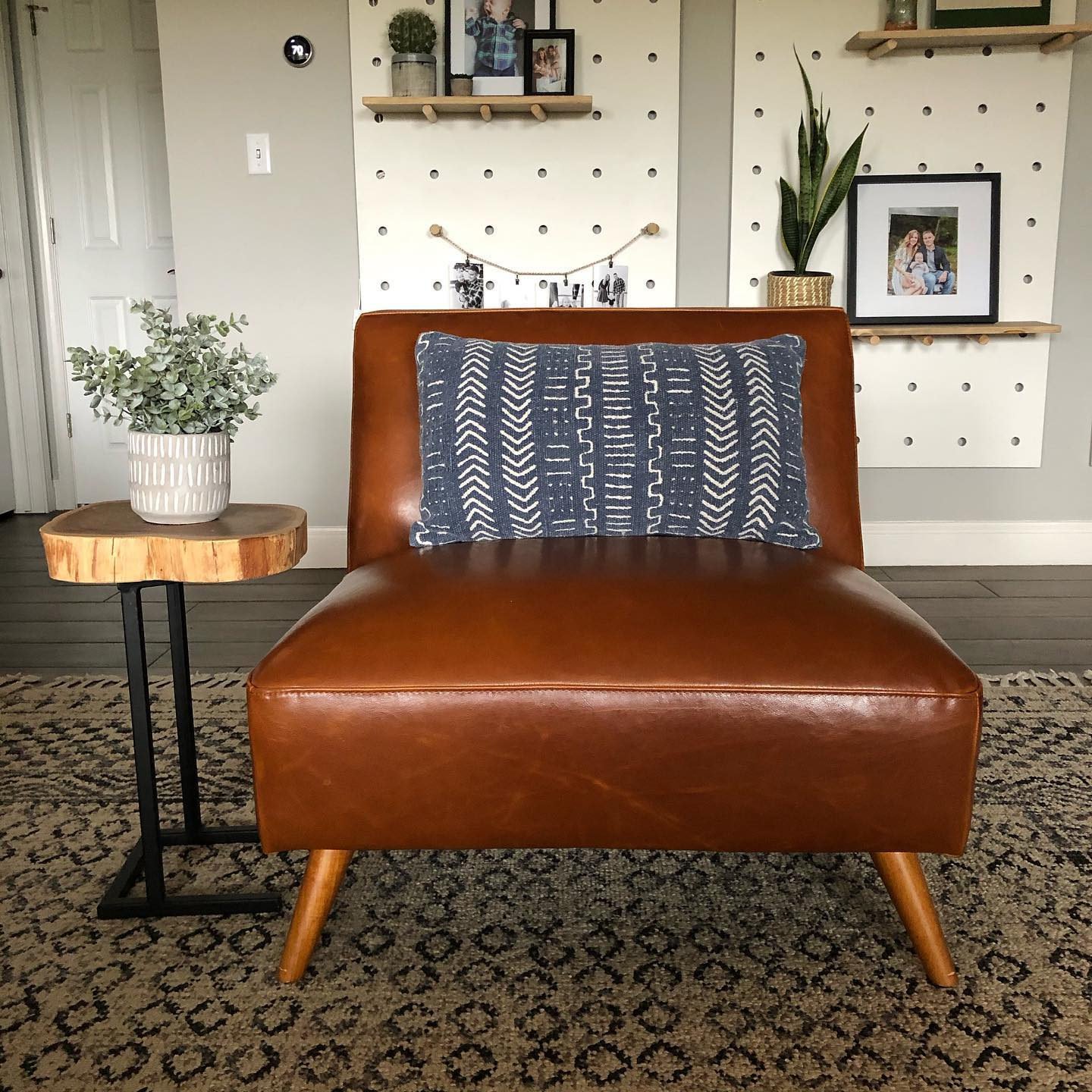 Huxley Cognac Mid Century Armless Chair World Market