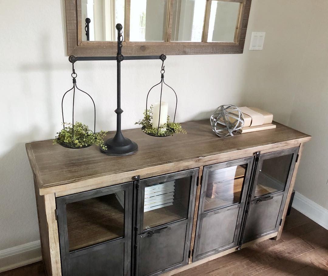 Langley Large Aged Latte Wood And Metal Storage Cabinet World Market