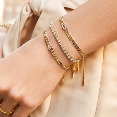 Precious Metal-Plated Cubic Zirconia Tennis Bracelet in GOLD/CLEAR Michael Kors Precious Metal-Plated Cubic Zirconia Tennis Bracelet in GOLD/CLEAR Michael Kors