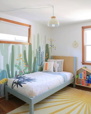 Opie Kids Twin Two-Tone Wood and Linen White Bed - image 9 of 11