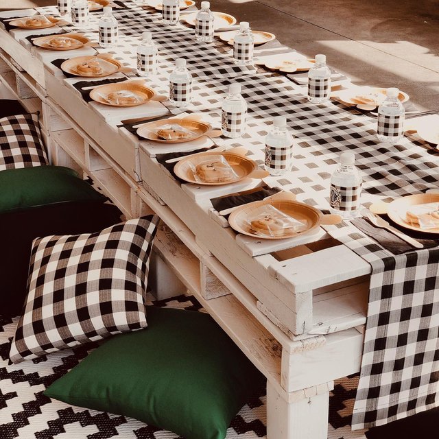 Gingham Black Table Runner Linen Rentals Wedding Table Linen