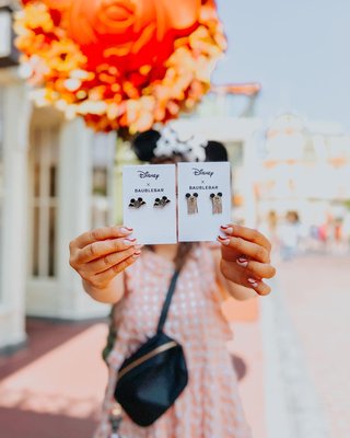 Mickey Mouse Disney Crystal Fringe Ghost Earrings - Pavé