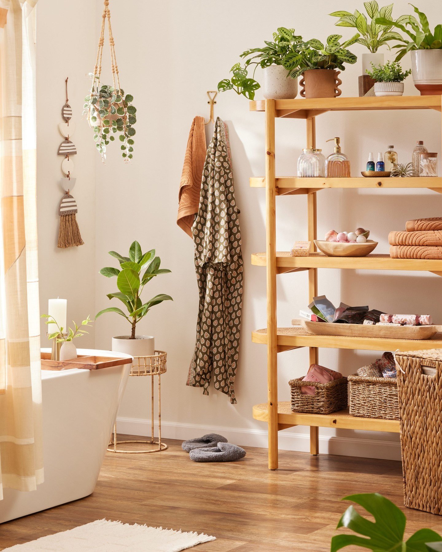 Skyler Tall Oval Pine Wood and Honey Rattan Bookshelf - World Market