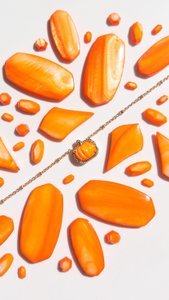 Pumpkin Gold Short Pendant Necklace in Orange Mother-of-Pearl