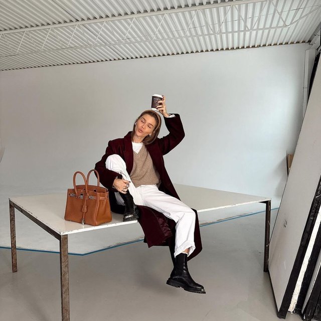 @ginemargrethe layering in our wool v neck sweater