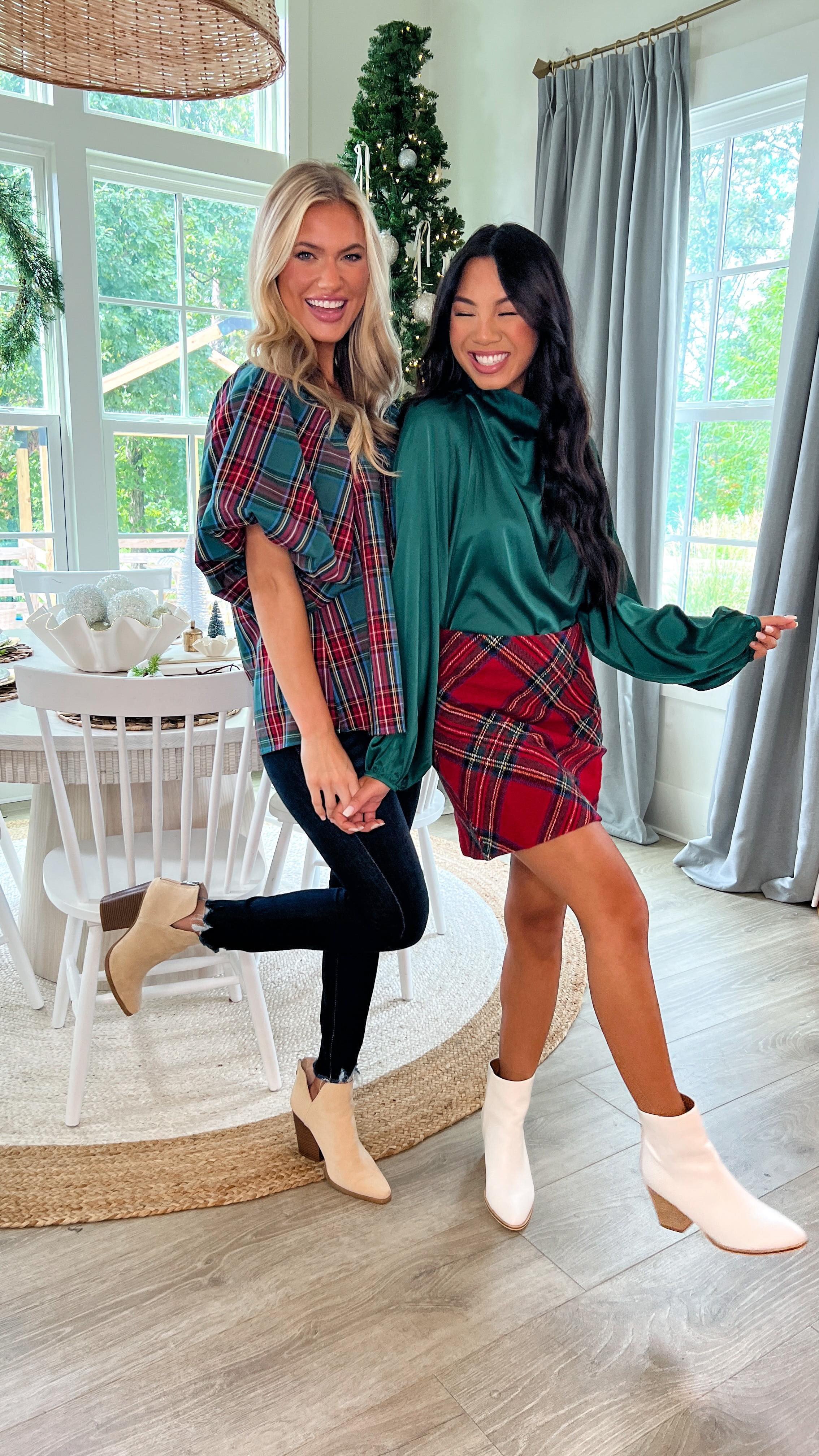 In Your Heart Emerald Green Tartan Plaid Blouse – Shop the Mint